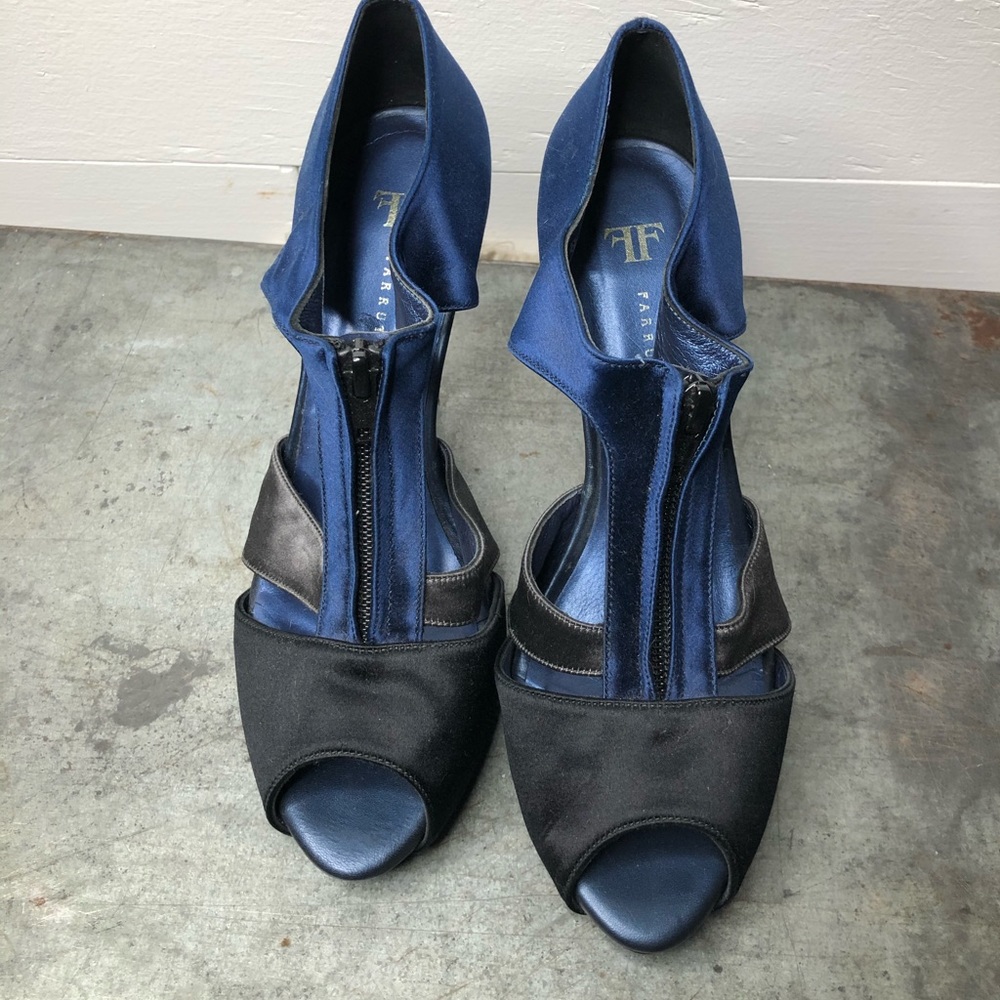 FARRUTX Blue/Black Heels Size 38